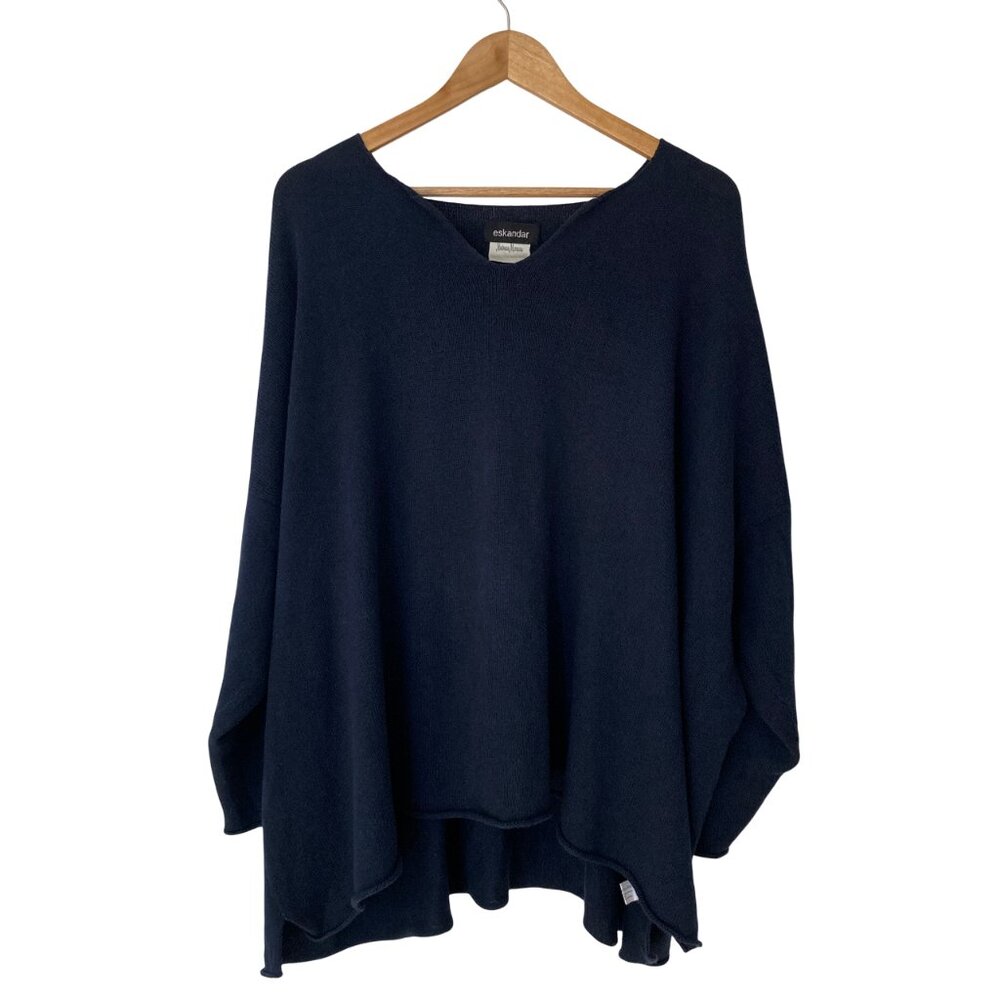 Eskandar Cotton/Cashmere/Silk Blend Oversized Lagenlook Drapey Sweater